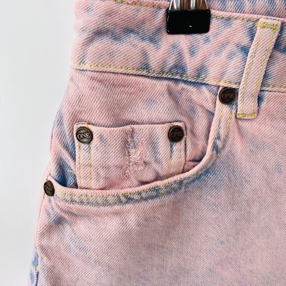 NEW Free people One Teaspoon Frankies Fringe Raw Hem Pink Haze Denim Shorts 26 - Picture 9 of 11